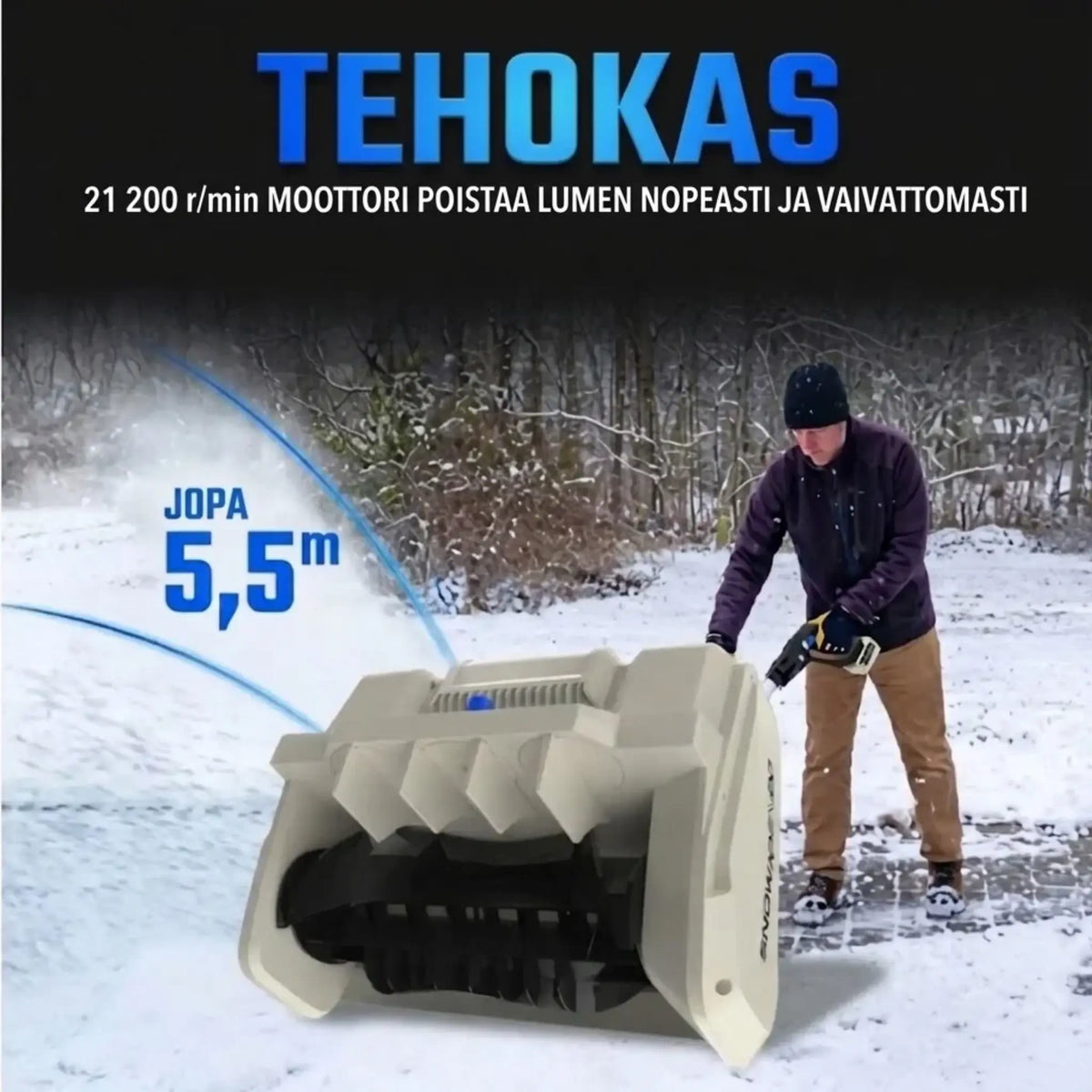 SELYVEN Akkukäyttöinen Lumilapiosetti, 20V | 25 cm Harjaton Lumilinko | Suuntauslevy & Säädettävä Kahva | Sis. 5,0 Ah Akun + Pikalaturin