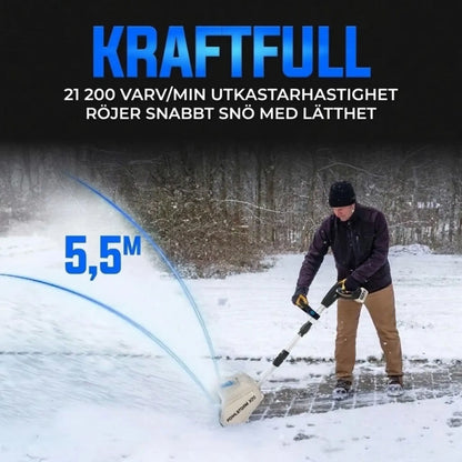 POWLSTORM X20 Batteridriven Snöskyffel Kit, 20V | 25 cm Borstlös Snöslunga | Riktplatta & Justerbart Handtag | Inkl. 5,0 Ah Batteri + Snabbladdare