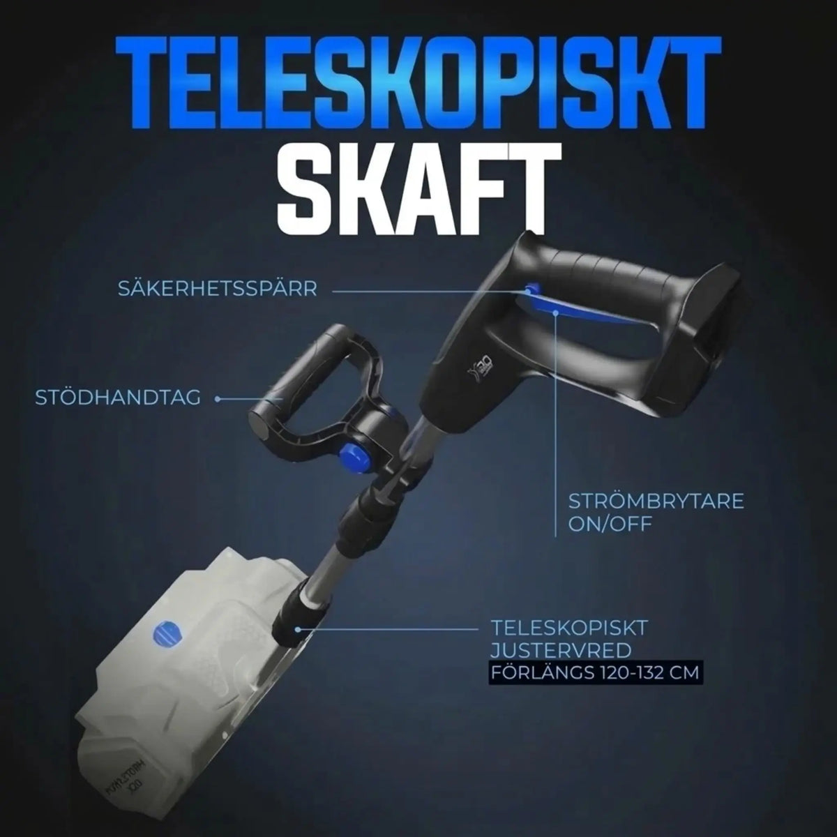 POWLSTORM X20 Batteridriven Snöskyffel Kit, 20V | 25 cm Borstlös Snöslunga | Riktplatta & Justerbart Handtag | Inkl. 5,0 Ah Batteri + Snabbladdare