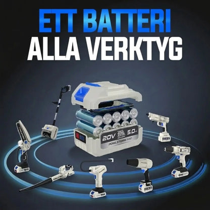 POWLSTORM X20 Batteridriven Snöskyffel Kit, 20V | 25 cm Borstlös Snöslunga | Riktplatta & Justerbart Handtag | Inkl. 5,0 Ah Batteri + Snabbladdare