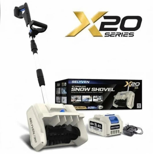 POWLSTORM X20 Batteridriven Snöskyffel Kit, 20V | 25 cm Borstlös Snöslunga | Riktplatta & Justerbart Handtag | Inkl. 5,0 Ah Batteri + Snabbladdare