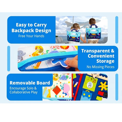 Busy Board for 1 2 3 4 Year Old Toddlers, Busy Book for Toddlers 1-3, Montessori Educational Toys Sensory Board, Preschool Learning Activity Fine Motor Skills Airplane Car Travel Essentials