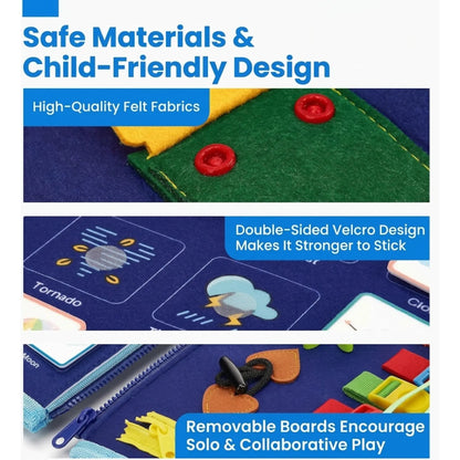 Busy Board for 1 2 3 4 Year Old Toddlers, Busy Book for Toddlers 1-3, Montessori Educational Toys Sensory Board, Preschool Learning Activity Fine Motor Skills Airplane Car Travel Essentials
