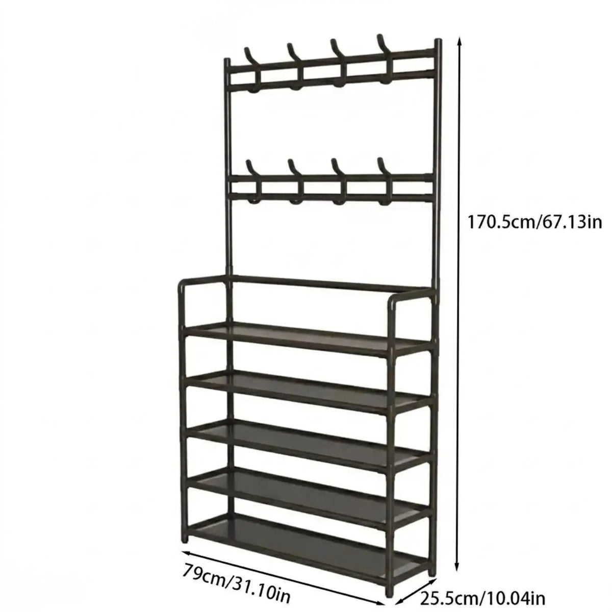 3-in-1 Entryway Organizer: Freestanding Hall Tree with Coat Rack, 5-Tier Shoe Storage & 8 Hooks