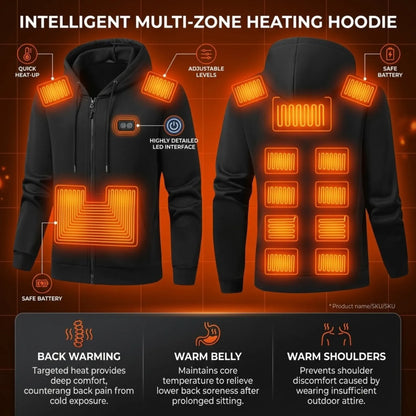 Premium Full-Zip Smart Heated Hoodie - 26-Zone Rapid Heat